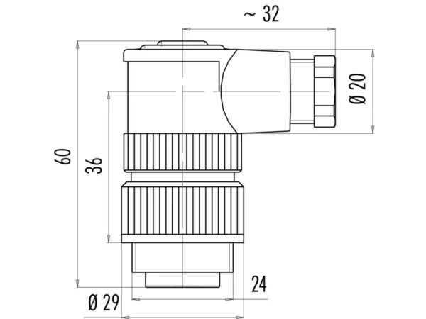 Male angled connector