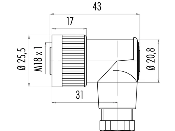 Female angled connector