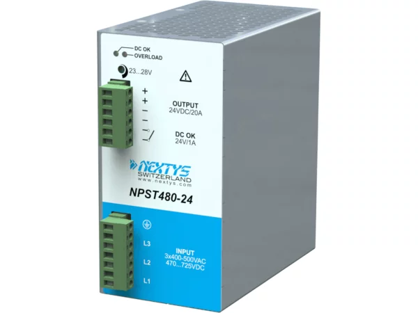 Power Supply 3Ph, 480W, 24 Vdc output voltage Din-Rail AC/DC 24 Vdc 20 A