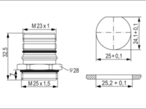 Panel Connector, Male Thread
