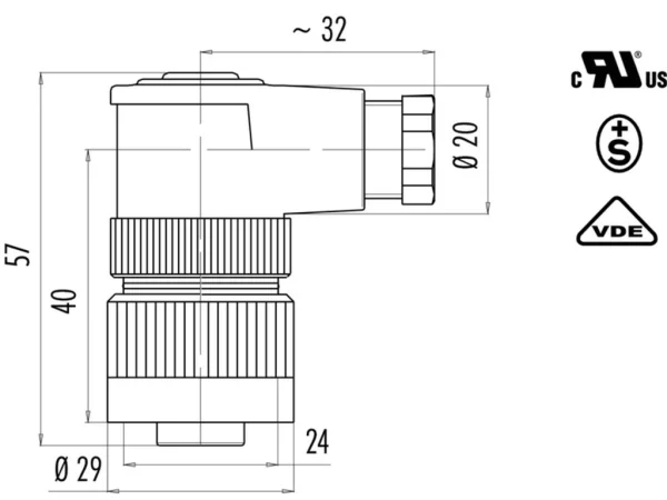 Female angled connector