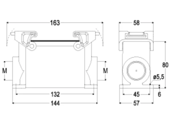 surface mounting housing, high, size 104.27, T-TYPE plastic, 2 levers, 1xM32 side, PE-jumper