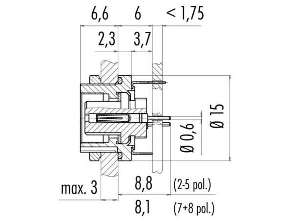 Female panel mount connector