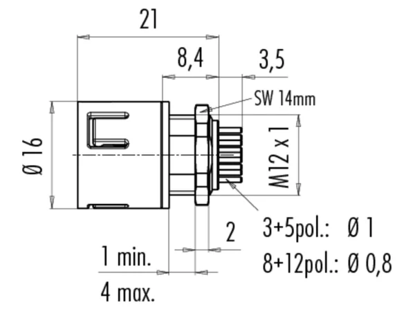 Male panel mount connector