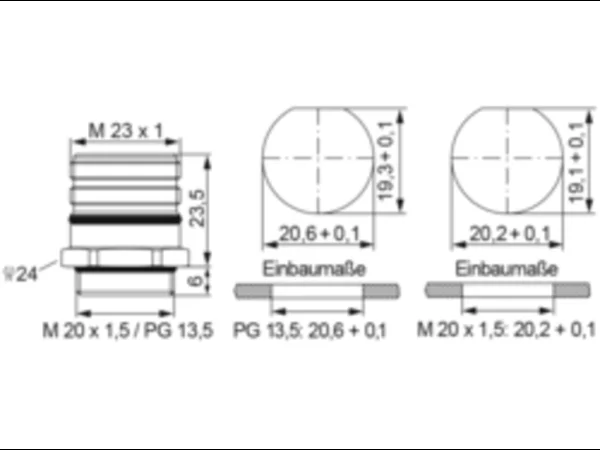 Panel Connector, Male Thread