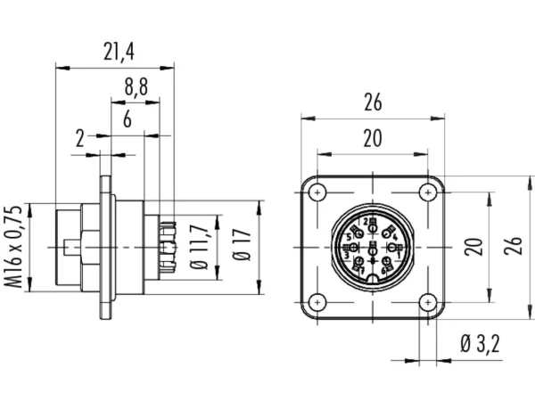 Male panel mount connector