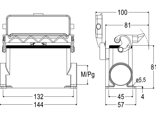 surface mounting housing, high, size 104.27, C-TYPE alu, 1 lever, 1xM40 side, cover metal
