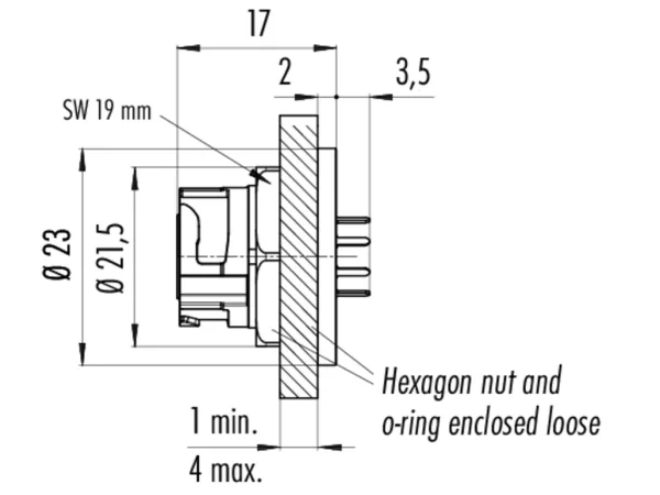 Female panel mount connector