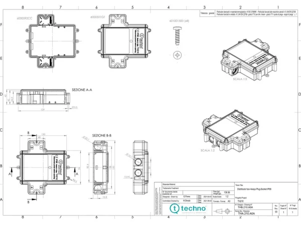 Junction box 4 ways M16-M20