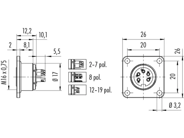 Female panel mount connector