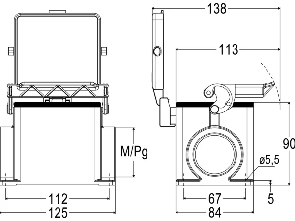surface mounting housing, size 77.62, C-TYPE alu, 1 lever, 1xM50 side, cover metal