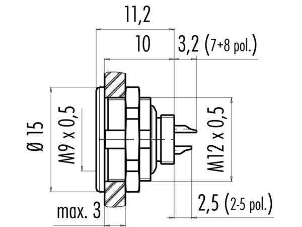 Female panel mount connector