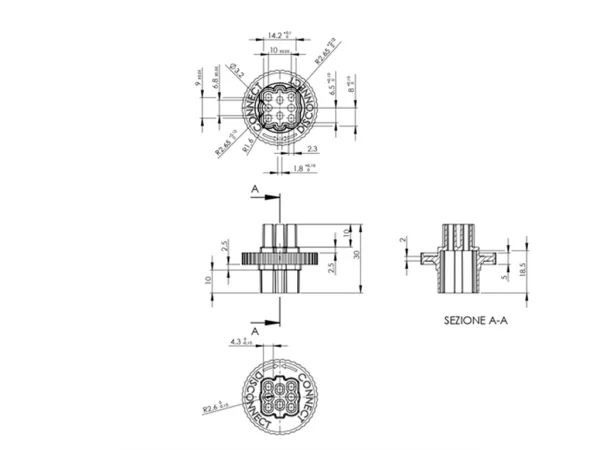 Assembly/disassembly keys for 8 poles connectors