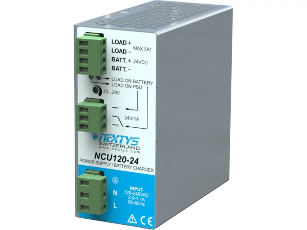 Integrated Power Supply / Battery Charger / DC UPS, 120W Din-Rail AC/DC-UPS 24 Vdc 5 A