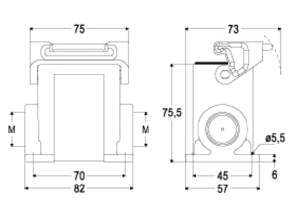 surface mounting housing, high, size 44.27, T-TYPE plastic, 1 lever, 1xM32 side, PE-jumper