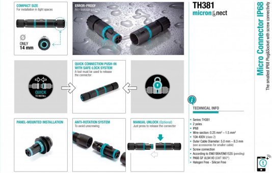 Techno launches smallest IP68 screw connector