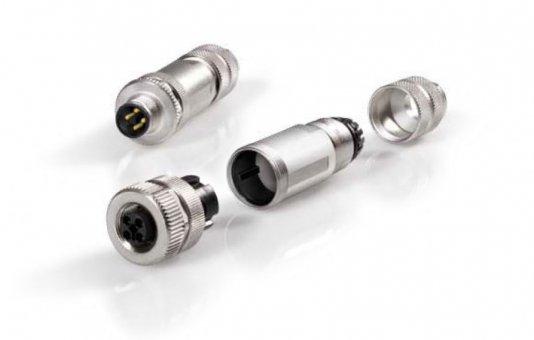 M12 T-code power cable connector from Binder enables shielded signal lines
