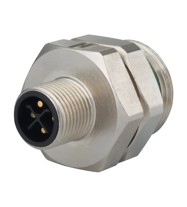 Panel connector male thread, single hole front mounted, orientable