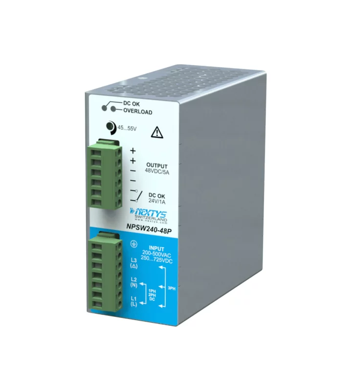 Power Supply 1/2/3Ph,240W, Wide Input Range Din-Rail AC/DC 48 Vdc 5 A