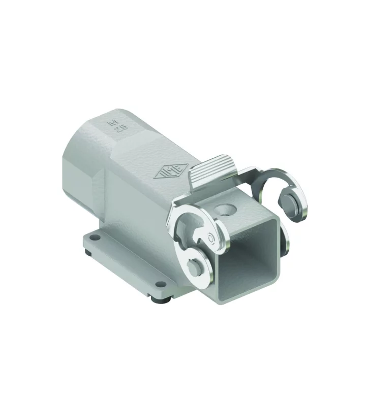 bulkhead mounting housing, angled, size 21.21, CKA zinc, 1 lever stainless steel, 1xM25 side