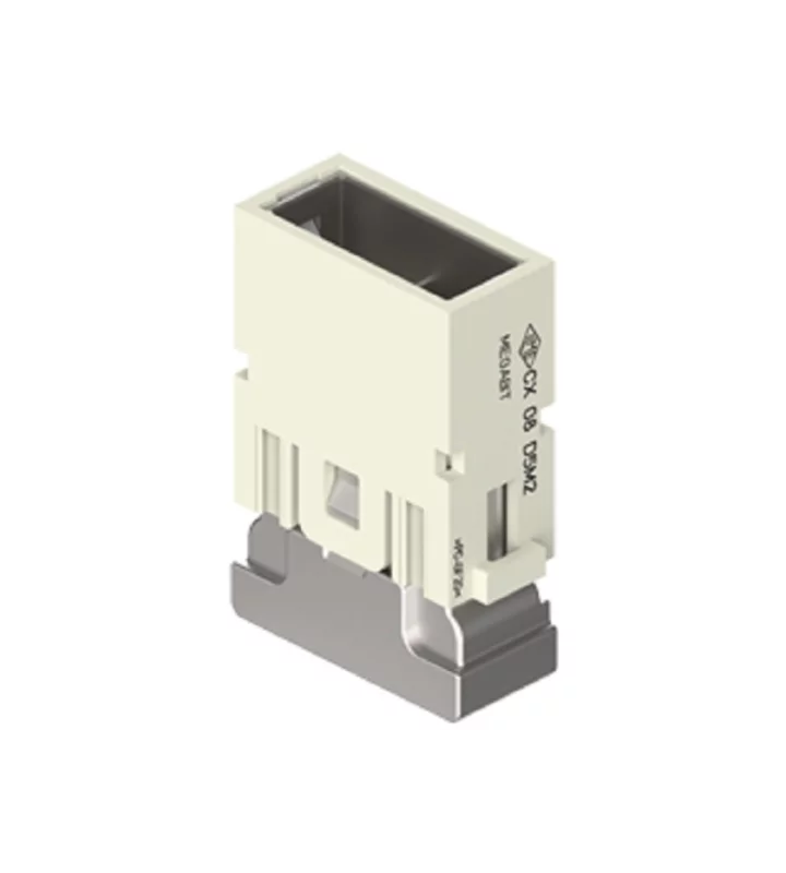 male insert, MIXO, 1MU, 8p, crimp, 10A, 50V, megabit, double cable entry