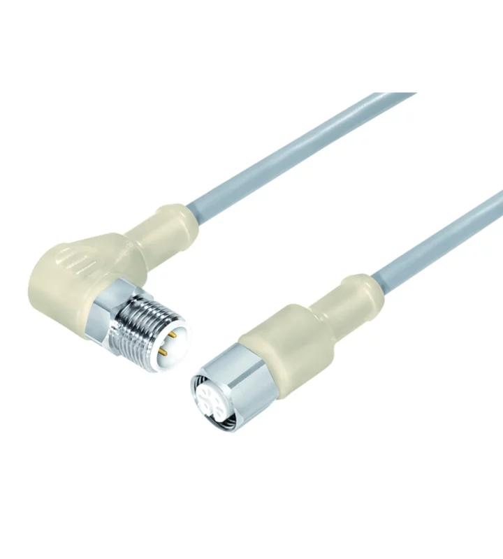 Connecting cable, Male angled connector M12x1 - Female cable connector M12x1