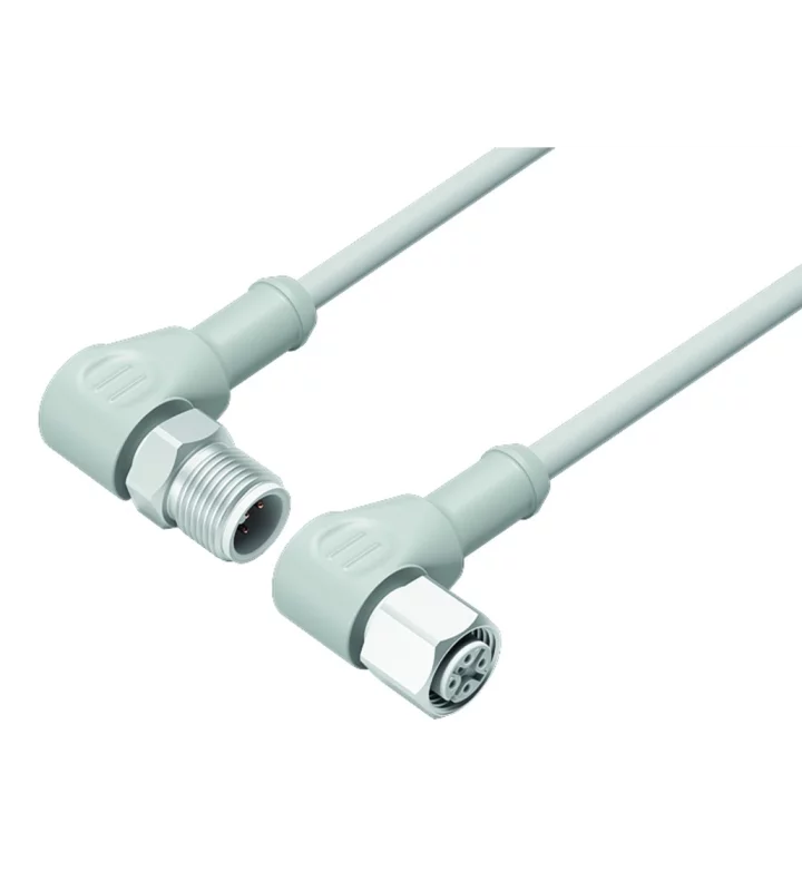 Connecting cable, Male angled connector M12x1 - Female angled connector M12x1