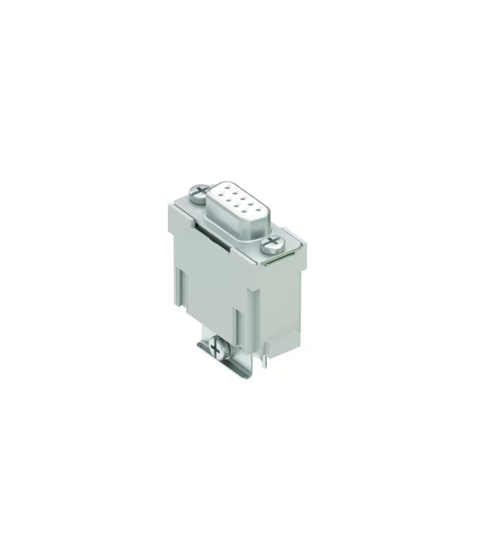 female insert, MIXO, 1MU, 9p, silver, screw, 5A, 50V, D-SUB, with T-connection