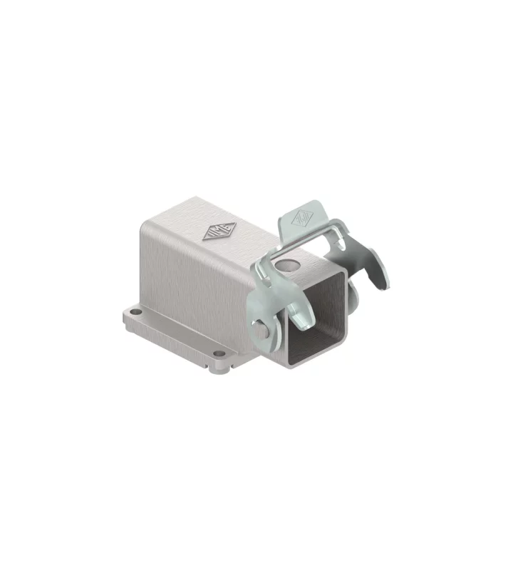 bulkhead mounting housing, angled, size 21.21, EMC zinc, 1 rigid lever steel, large cable gland