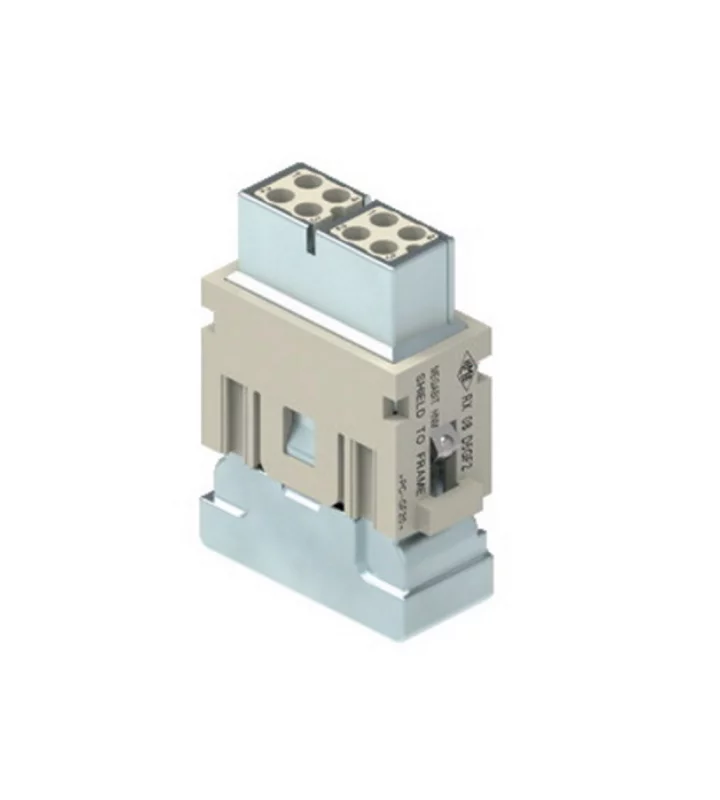 female insert, MIXO HNM, 1MU, 8p, crimp, 10A, 50V, megabit,  double cable entry, with contact to PE