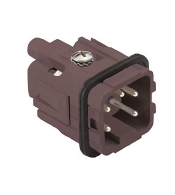 male insert, size 21.21, 4p+PE, silver, screw, 10A, 230/400V, 180°C