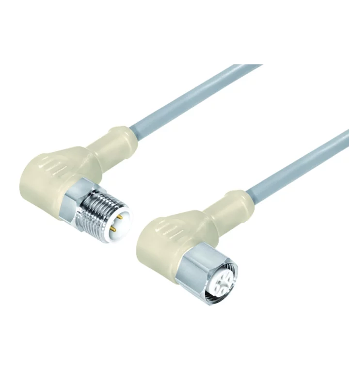 Connecting cable, male angled connector M12x1 & female angled connector M12x1