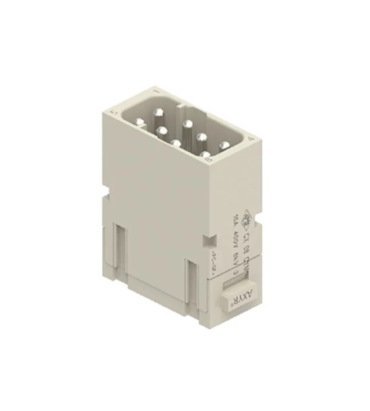 male insert, MIXO, 1 MU, 8p, silver, AXYR® push-in connection, 16A, 400V