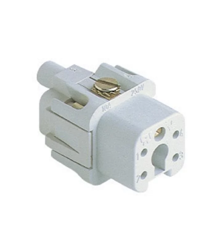 female insert, size 21.21, 4p+PE, silver, screw, 10A, 230/400V