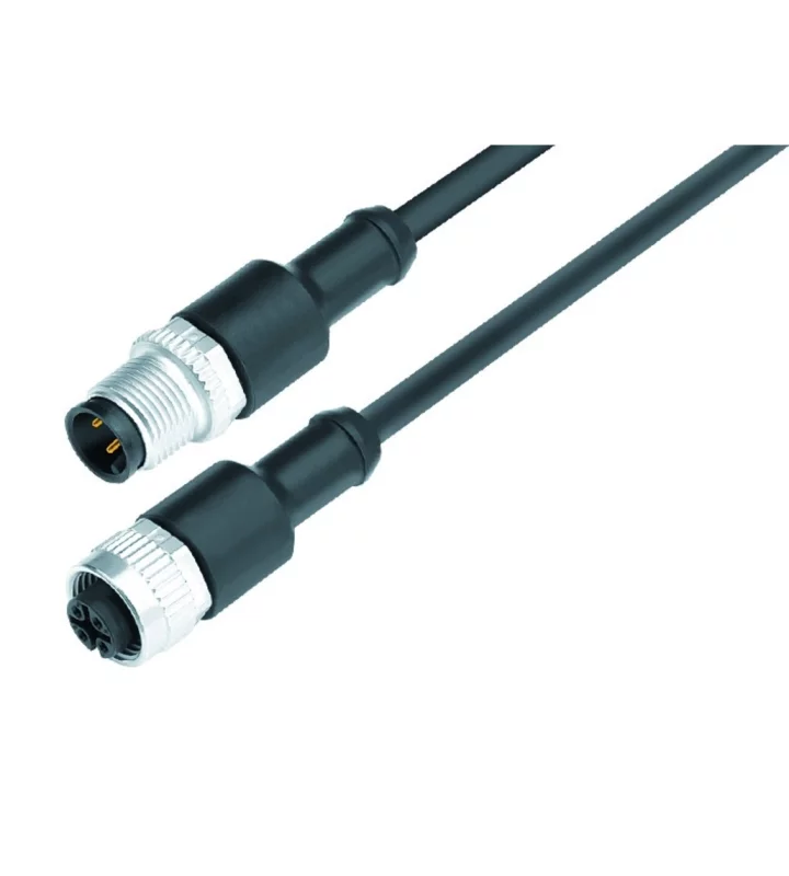 Male cable connector M12x1 - Female cable connector M12x1