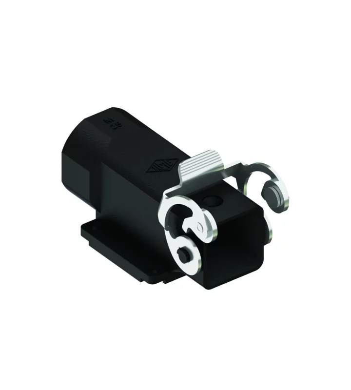 bulkhead mounting housing, angled, size 21.21, W-type zinc, 1 lever stainless steel, 1xM25 side, closed bottom