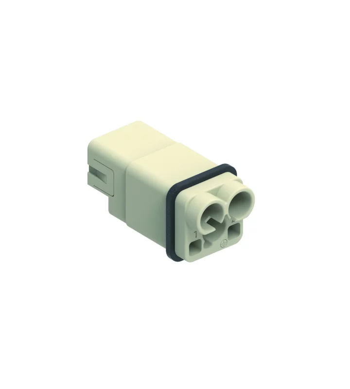 male insert, size 21.21, 2p+PE, crimp., 40A, 830V, with heat-shrinkable tube
