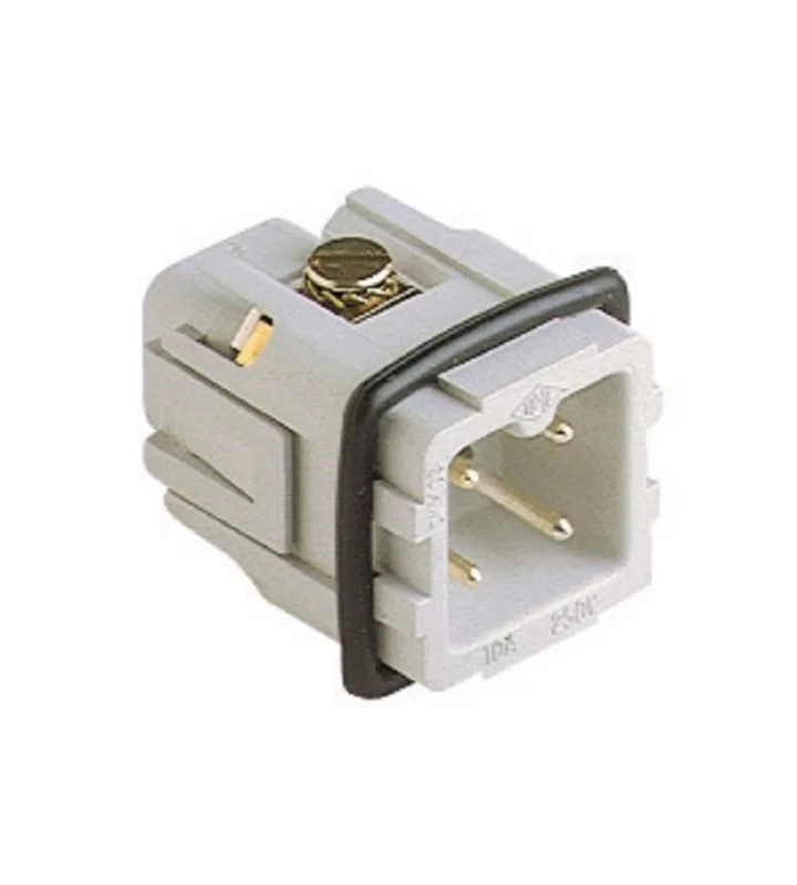 male insert, size 21.21, 3p+PE, silver, screw, 10A, 230/400V