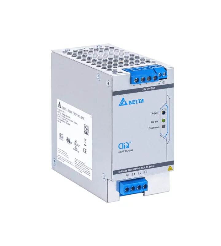 Power supply, 2,3Ph, 480W, DIN Rail, AC/DC, 24 Vdc, 20 A