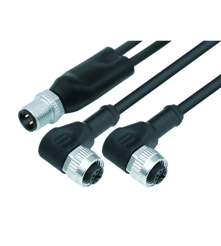 Duo male connector M12x1 - 2 female angled connectors M12x1