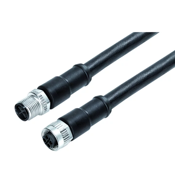 Connecting cable, male cable connector M12x1 & female cable connector M12x1