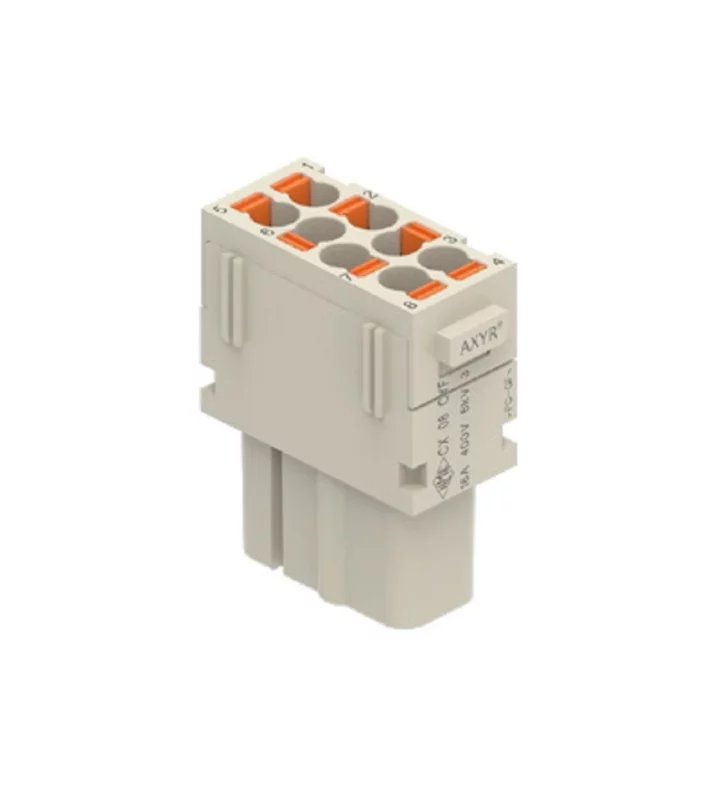 female insert, MIXO, 1 MU, 8p, silver, AXYR® push-in connection, 16A, 400V