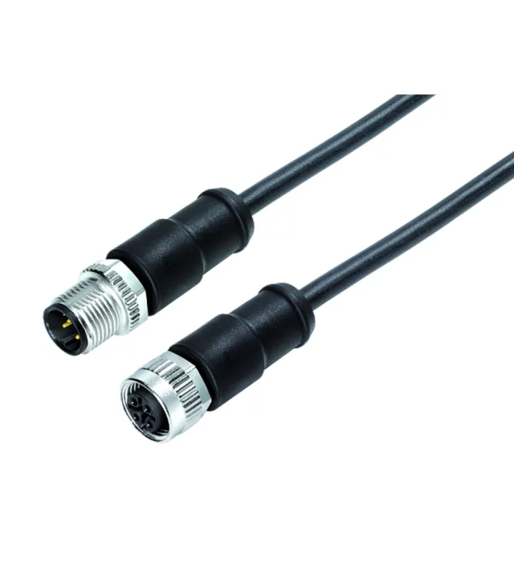 Connecting cable, male cable connector M12x1 & female connector M12x1