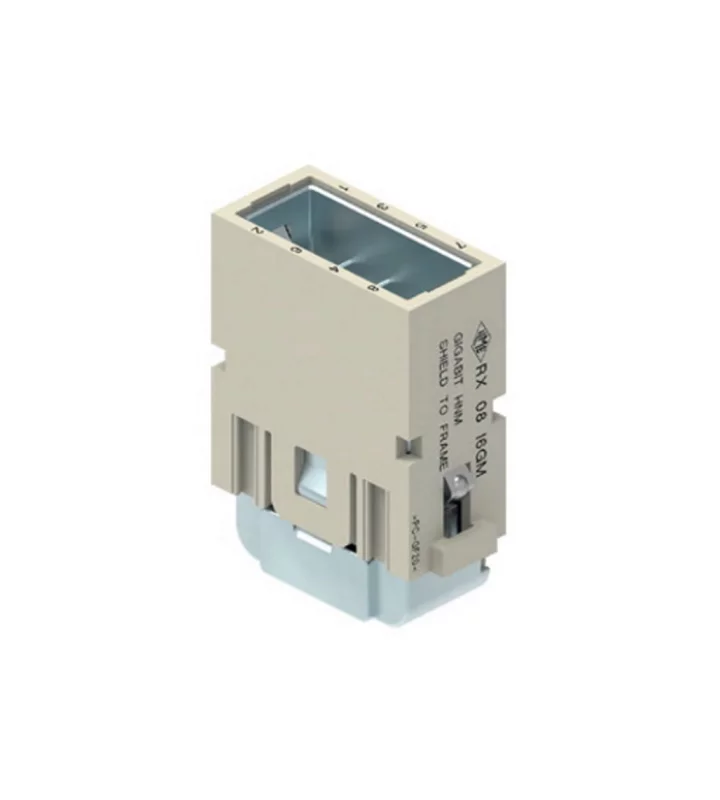 male insert, MIXO HNM, 1MU, 8p, crimp, 5A, 50V, gigabit, with contact to PE