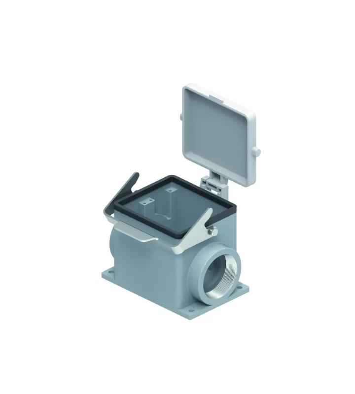 surface mounting housing, size 77.62, C-TYPE alu, 1 rigid lever stainless steel, 1xM50 side, cover plastic