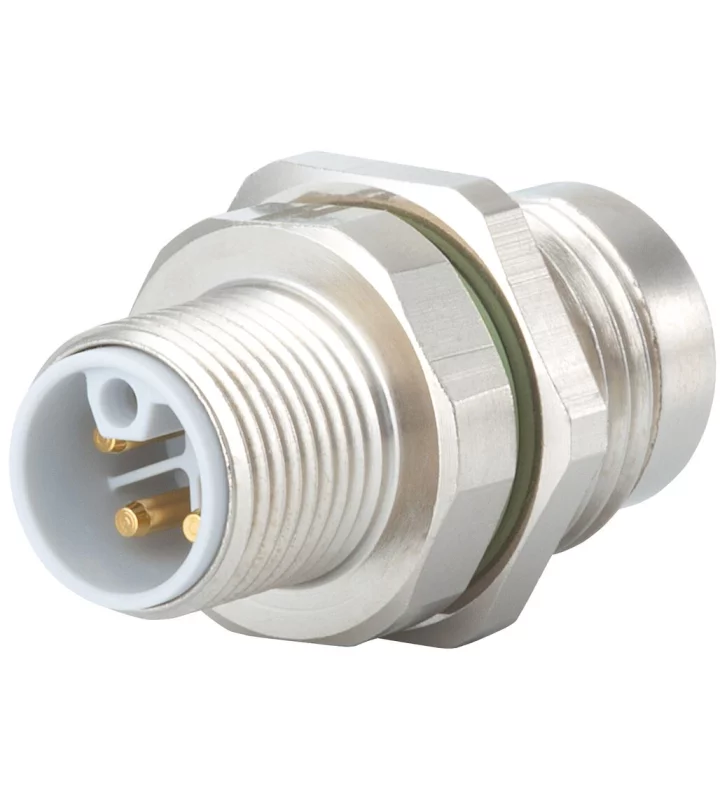 Panel connector male thread, single hole front mounted