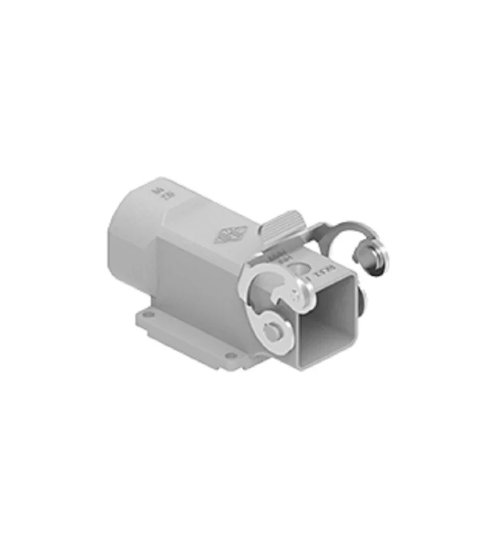 bulkhead mounting housing, angled, size 21.21, HNM alu, 1 lev. stainl. steel, 1xM25 side, closed bottom