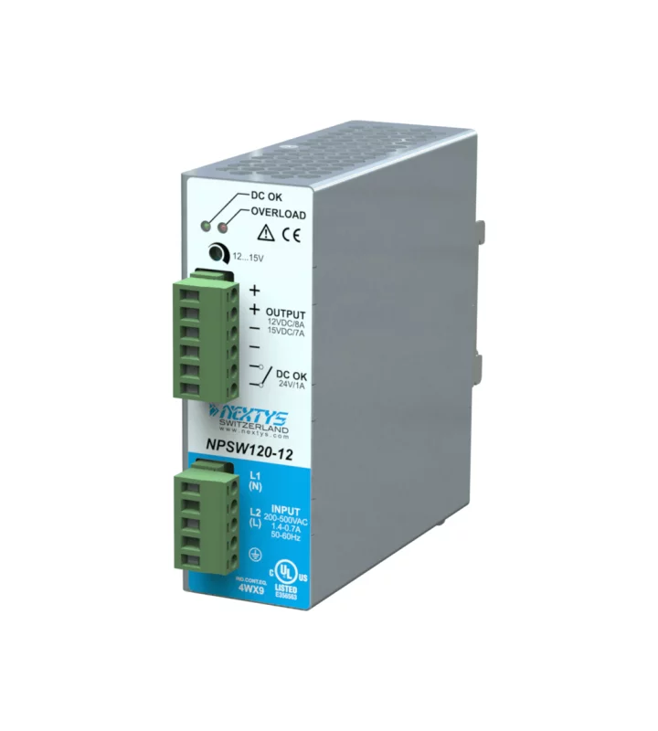 Power Supply 1/2Ph, 120W, Wide Input Range Din-Rail AC/DC 12 Vdc 8-7 A