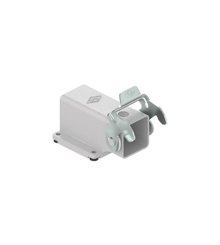 bulkhead mounting housing, angled, size 21.21, CKA zinc, 1 rigid lever steel, large cable gland