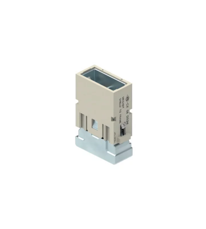 male insert, MIXO, 1MU, 8p, crimp, 10A, 50V, megabit, with contact to PE